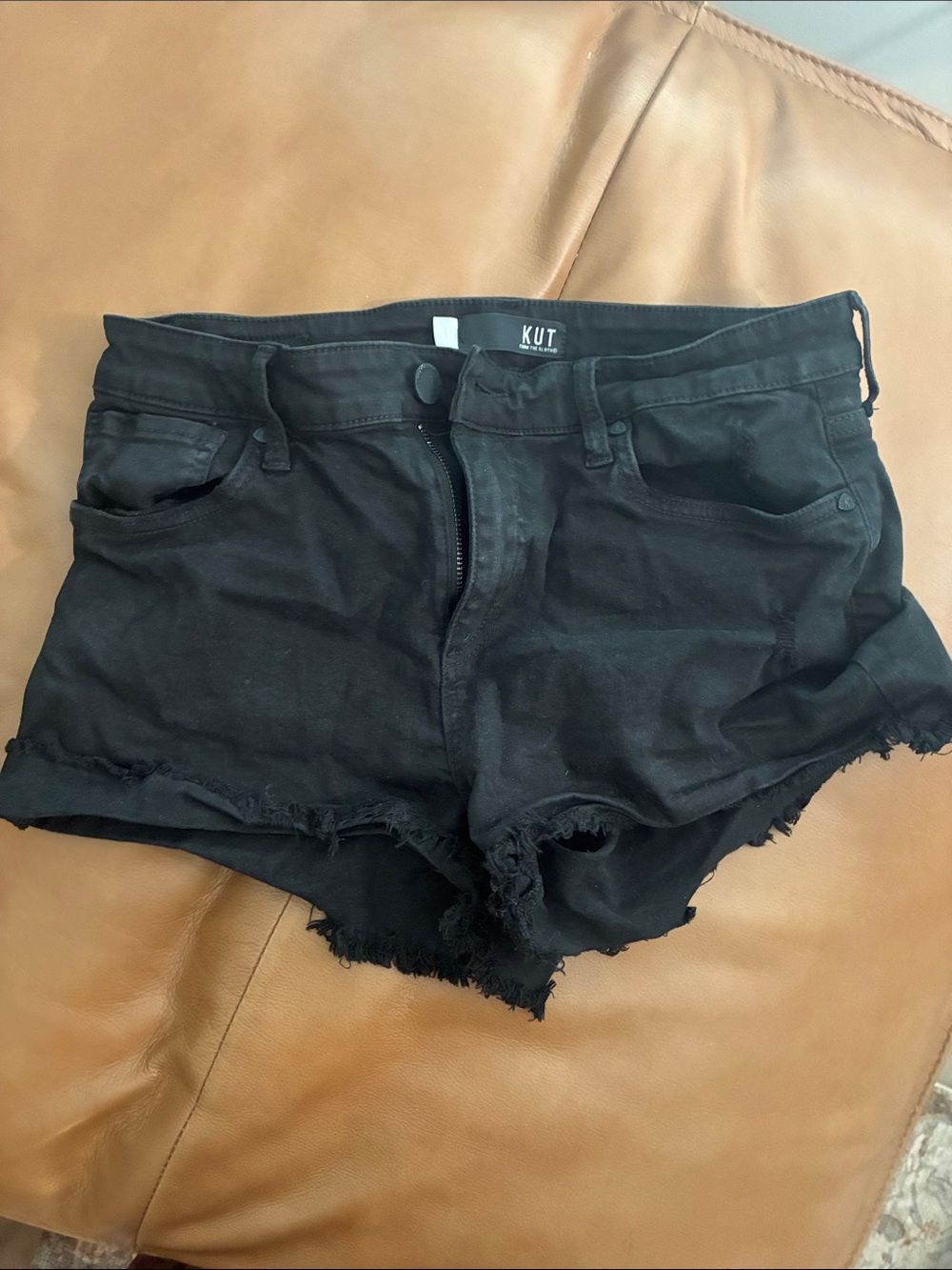 Kut from the Kloth Black Frayed Denim Cutoff Shorts